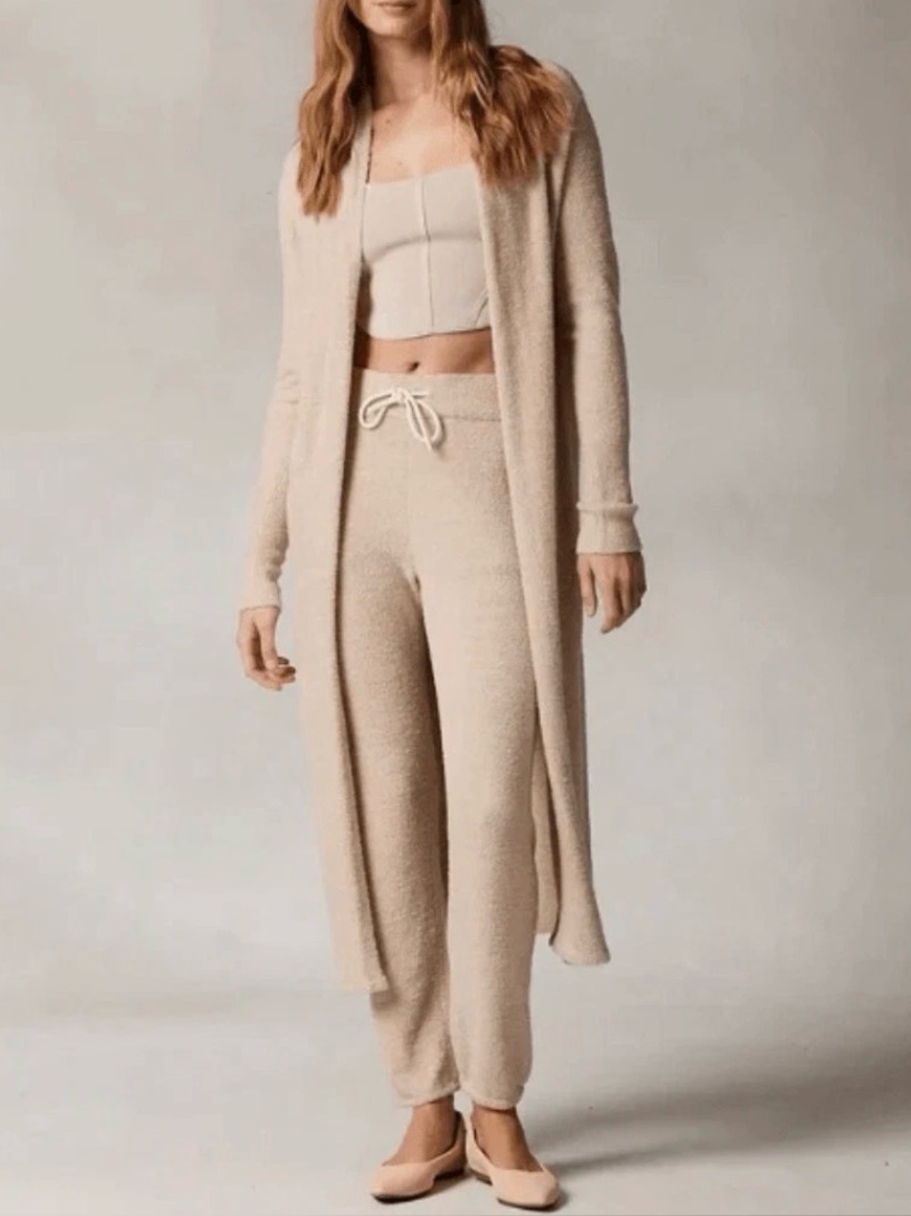 NWT Kashwére Kashease Cozy Open-Front Long Maxi Duster Cardigan Robe XL/XXL Oat